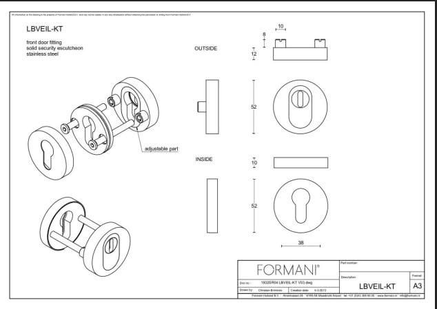 Formani LBVEIL-KT veiligheidsrozet PVD mat zwart - detail