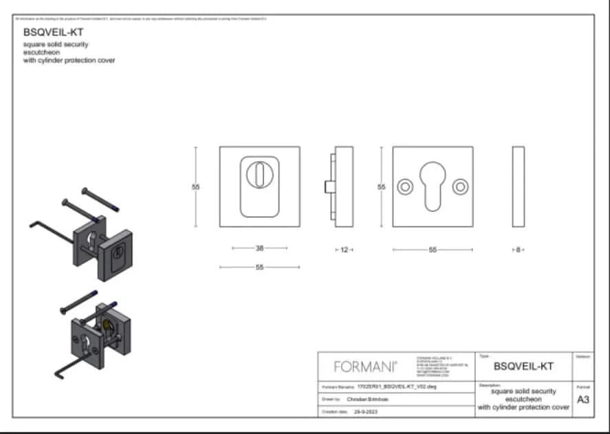 Formani voordeurset knop/kruk BSQ RVS SKG3, detail