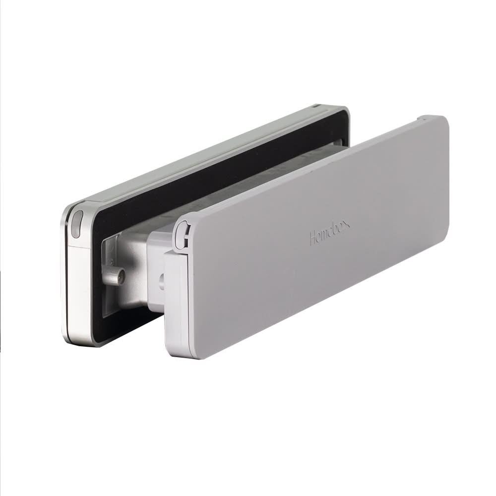 Homebox brievenbus geanodiseerd aluminium / grijs RAL 7047 – geopende klep
