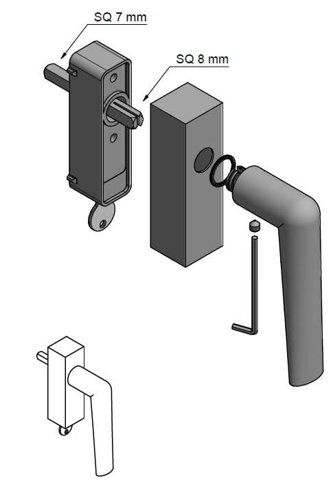 Formani PBI102-DKLOCK draaikiepgarnituur PVD mat zwart – technische tekening