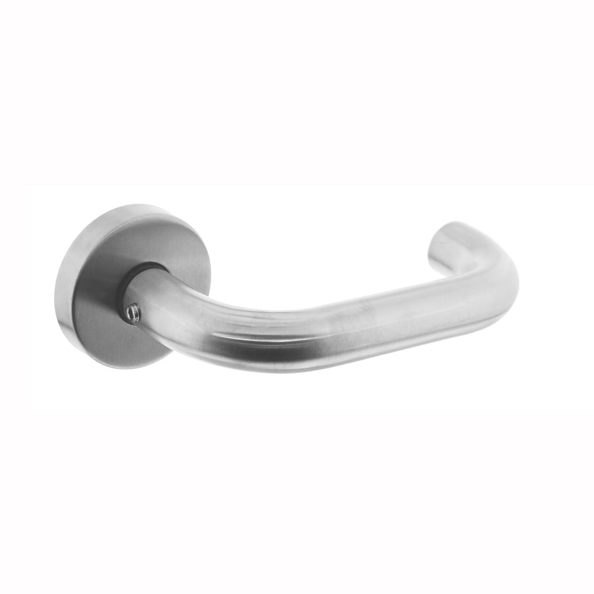 Intersteel deurkruk rond op geveerde kunststof rozet ø55x8mm RVS – vooraanzicht