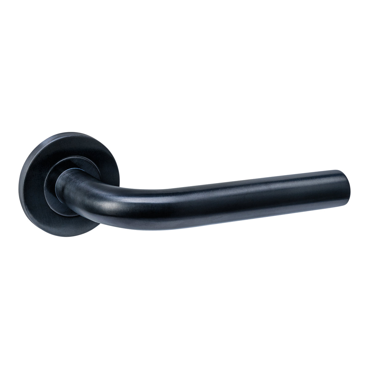 Intersteel deurkruk Q 02 op rozet PVD zwart vooraanzicht