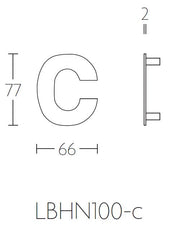 Formani BASICS huisletter C in brons met PVD-coating – lijntekening met maatvoering