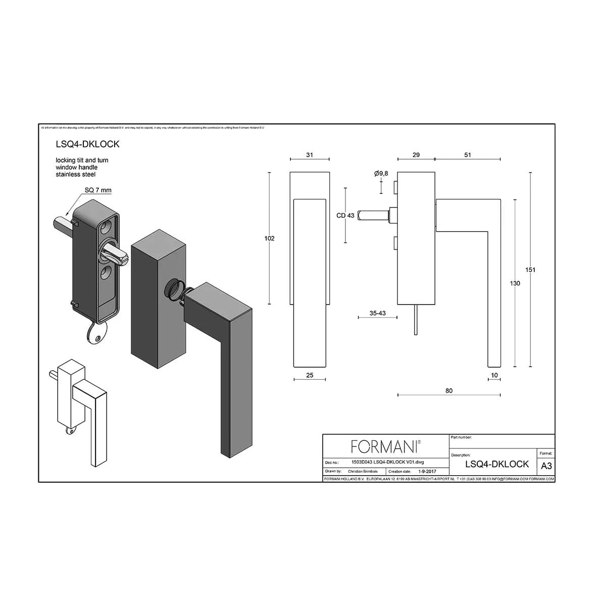 Formani LSQ4-DKLOCK draaikiepgarnituur - detailfoto