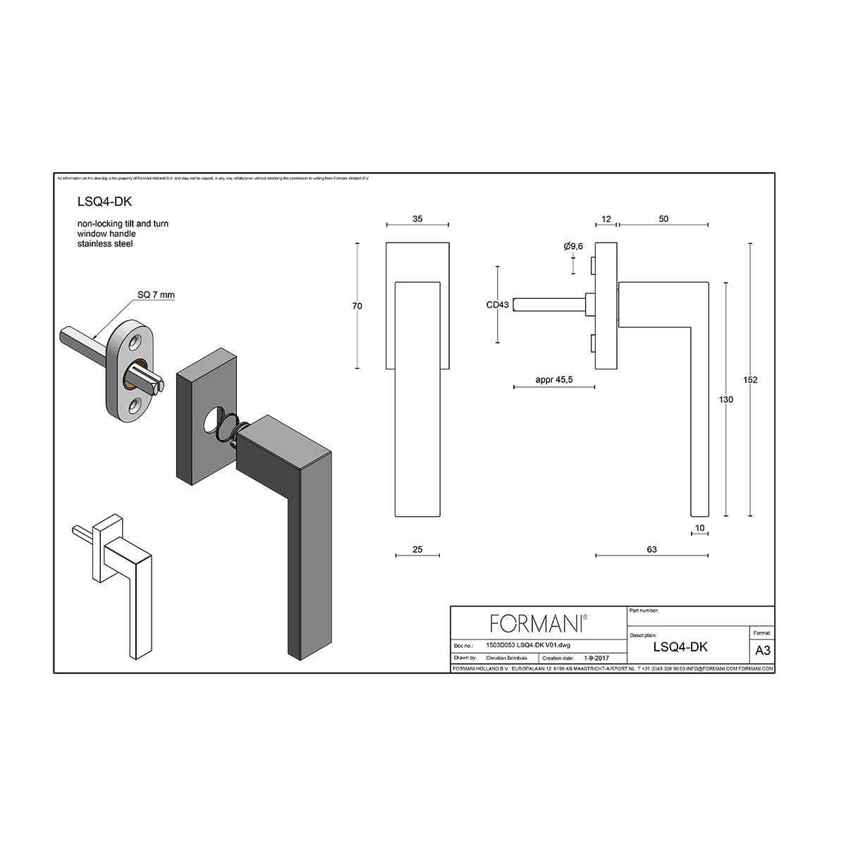 Formani LSQ4-DK draaikiepgarnituur PVD mat zwart productdetail
