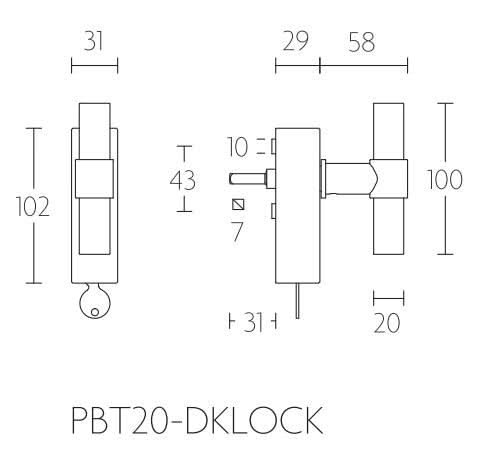 Formani PBT20-DKLOCK draaikiepgarnituur brons – detail