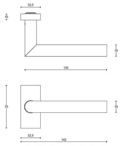 Formani BASIC LB2-19Q32G deurkruk – technische maatschets
