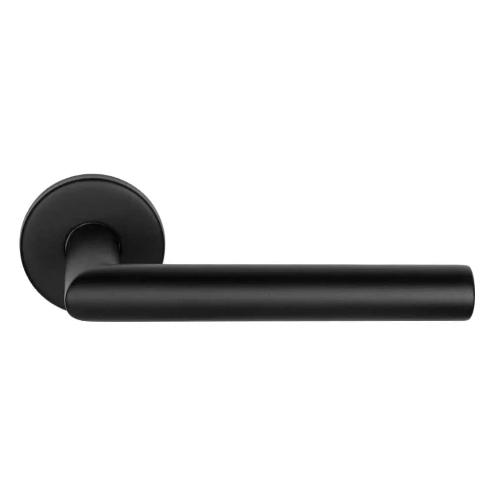 Formani Voordeurset knop/kruk Mat Zwart LB2-19 – zijaanzicht