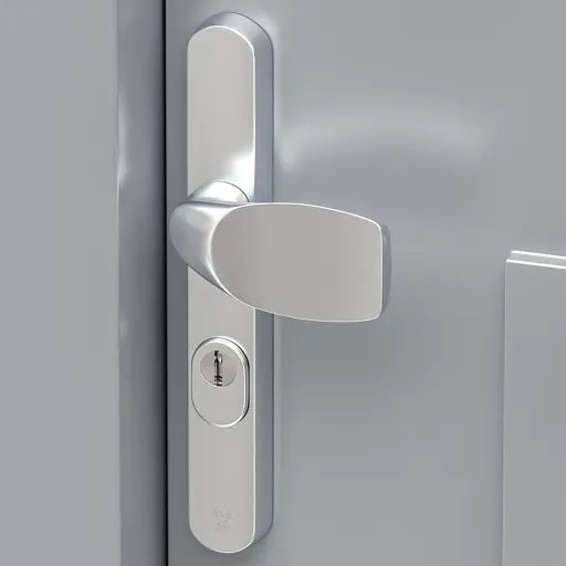 AXA Oval Plus veiligheidsbeslag smal kruk Wing+U aluminium naturel - gemonteerd op de voordeur