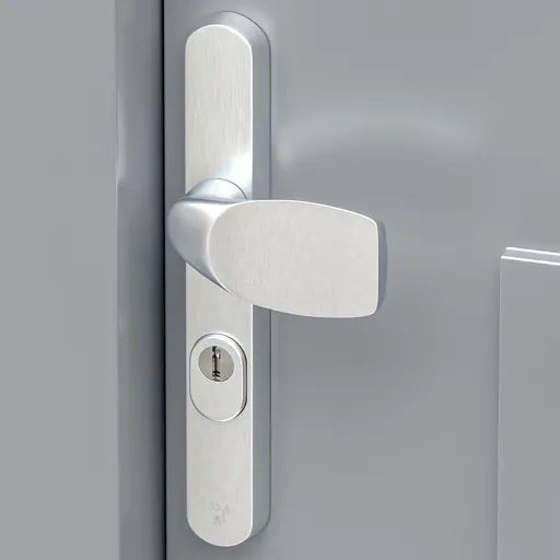AXA Oval Plus veiligheidsbeslag smal kruk Wing+U aluminium naturel - gemonteerd op de voordeur