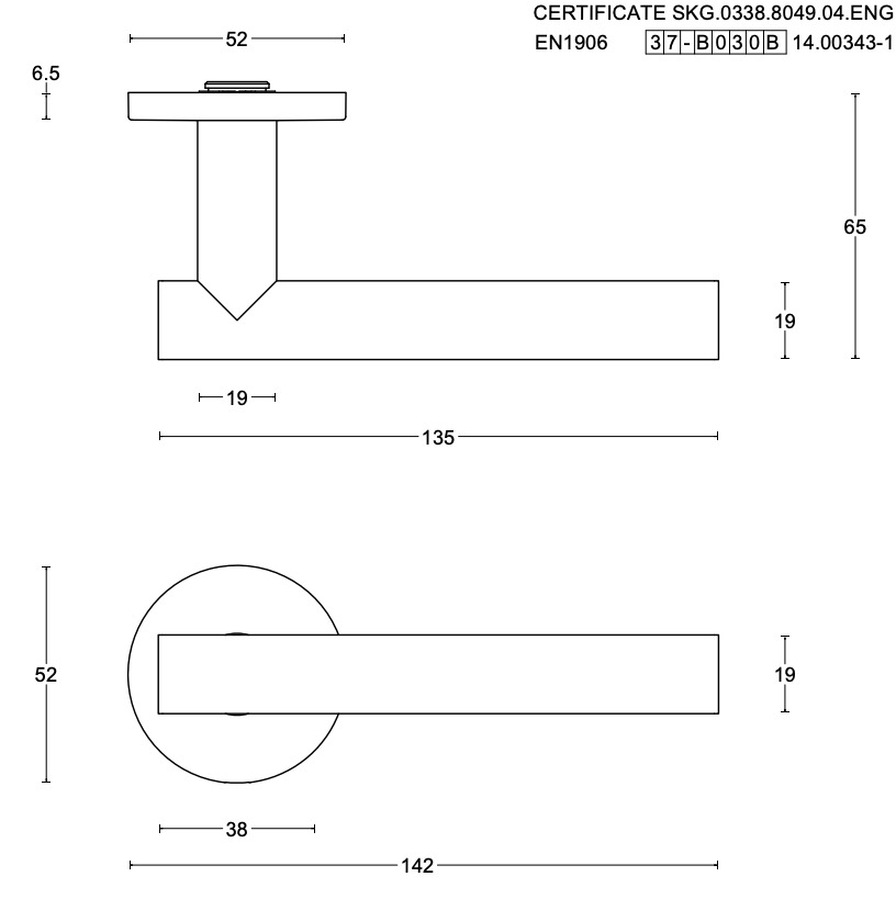 Formani complete voordeurset knop/kruk brons SKG3 LB7-19 - zijaanzicht