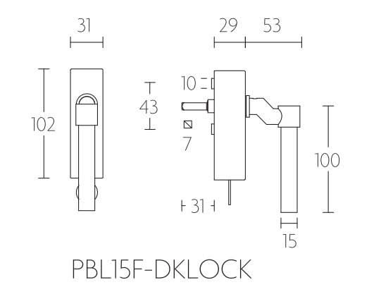Formani PBL15F-DKLOCK draaikiepgarnituur mat zwart – detail