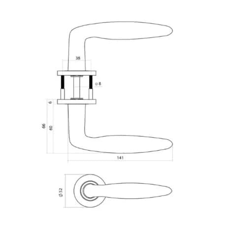 Intersteel deurkruk Q 03 verdekt rozet brons PVD – detailweergave