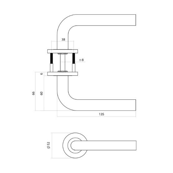 Intersteel deurkruk Q 02 op rozet PVD antraciet detail (tweede aanzicht)