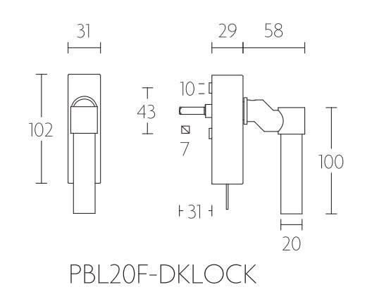 Formani PBL20F-DKLOCK draaikiepgarnituur mat zwart – detail