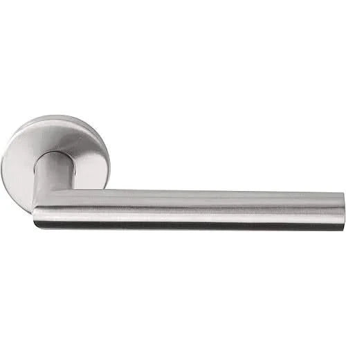 Formani deurkruk BASIC LB2-19 op ronde rozet RVS mat - vooraanzicht