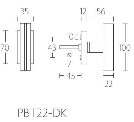 Formani PBT22-DK draaikiepgarnituur mat roestvast staal met zwart eikenhout – detail