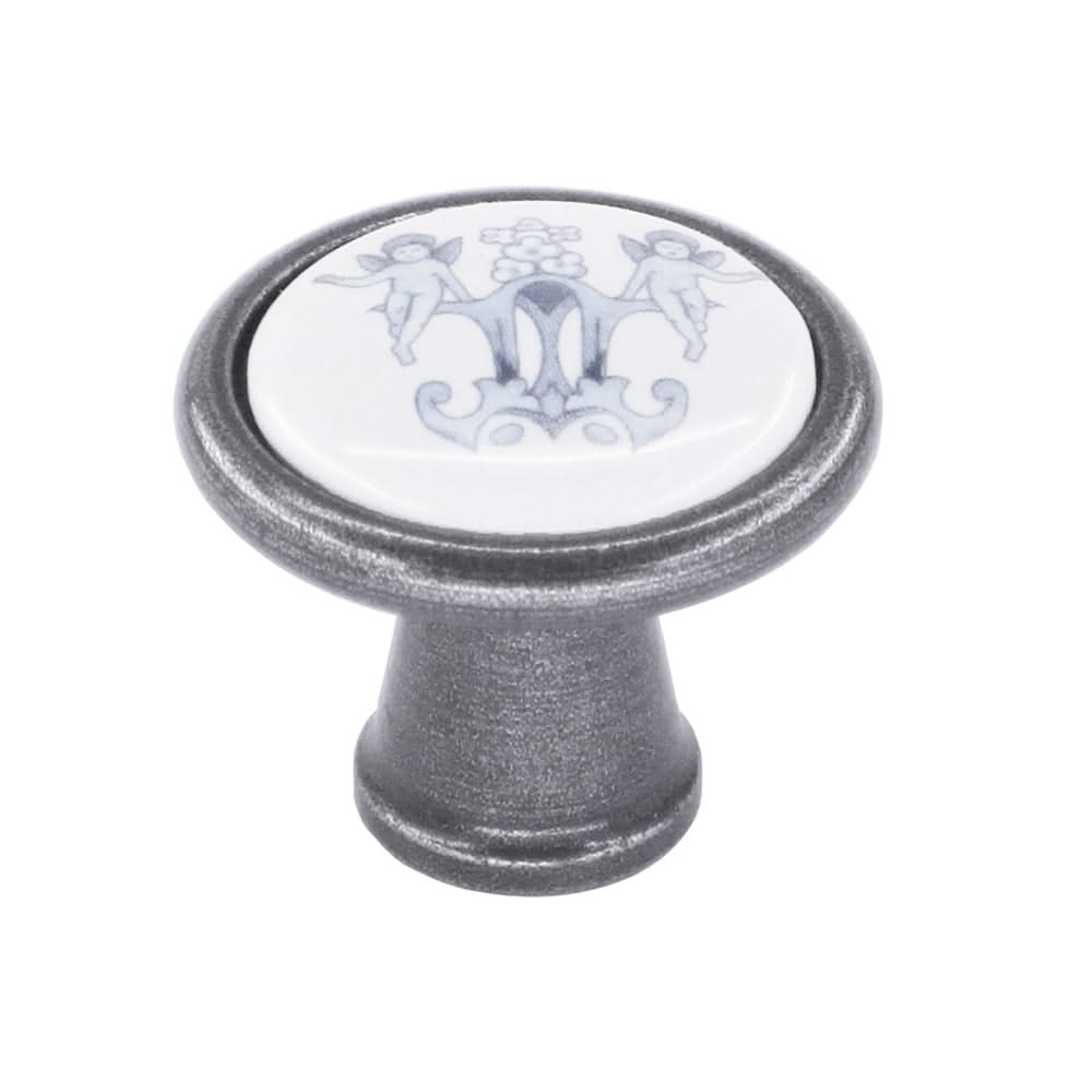 HDD Pro meubelknop Decor 30mm Ijzer ijzer met porselein vooraanzicht