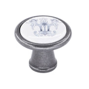 HDD Pro meubelknop Decor 30mm Ijzer ijzer met porselein vooraanzicht