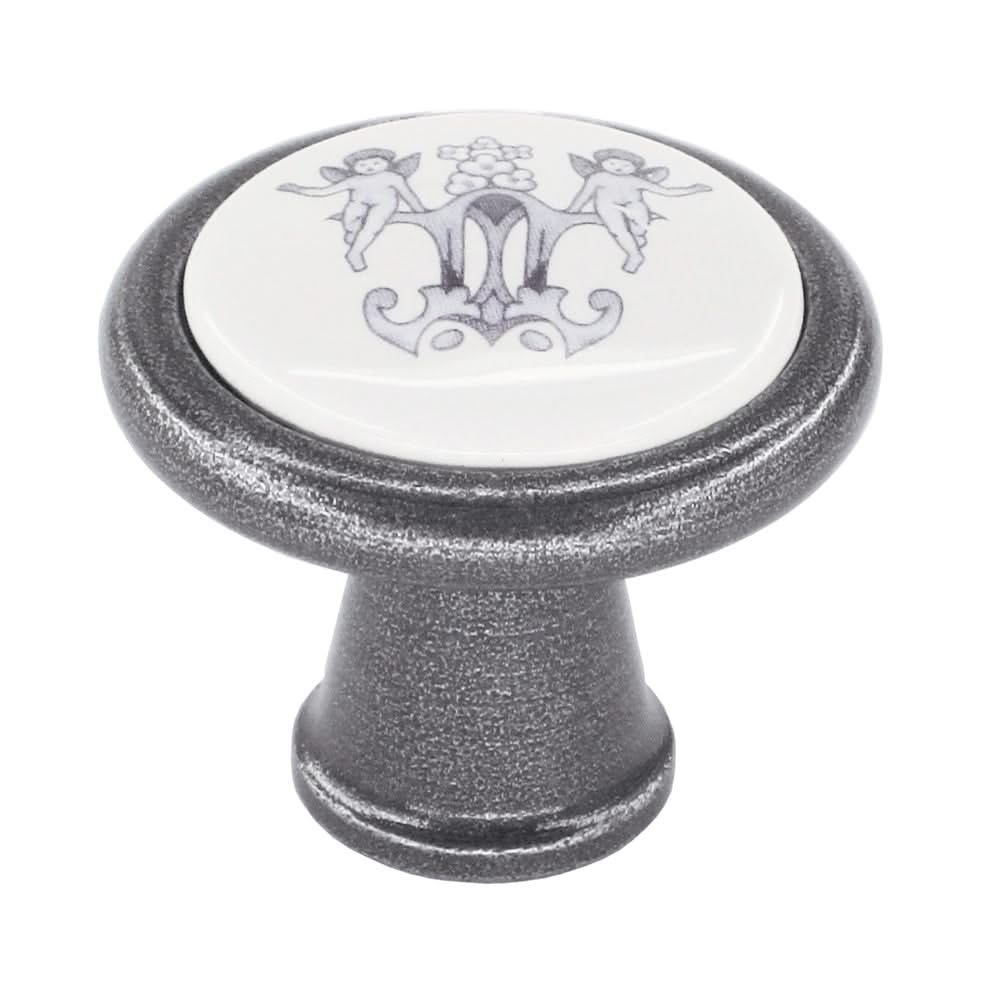 HDD Pro meubelknop Decor 35mm Ijzer ijzer met porselein vooraanzicht