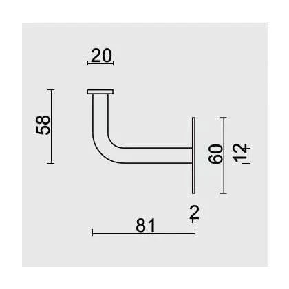 HDD Pro leuninghouder rond – technische maattekening
