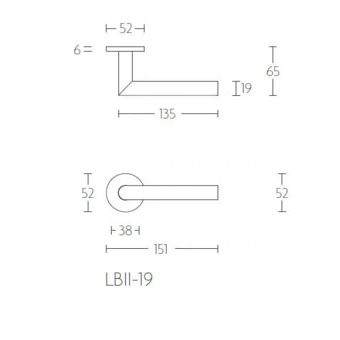 Formani voordeurset knop/kruk LB2-19 licht brons PVD SKG3 – achterzijde