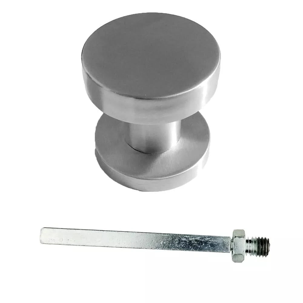 HDD Pro voordeurknop Top Plat op rozas Inox Plus — vooraanzicht