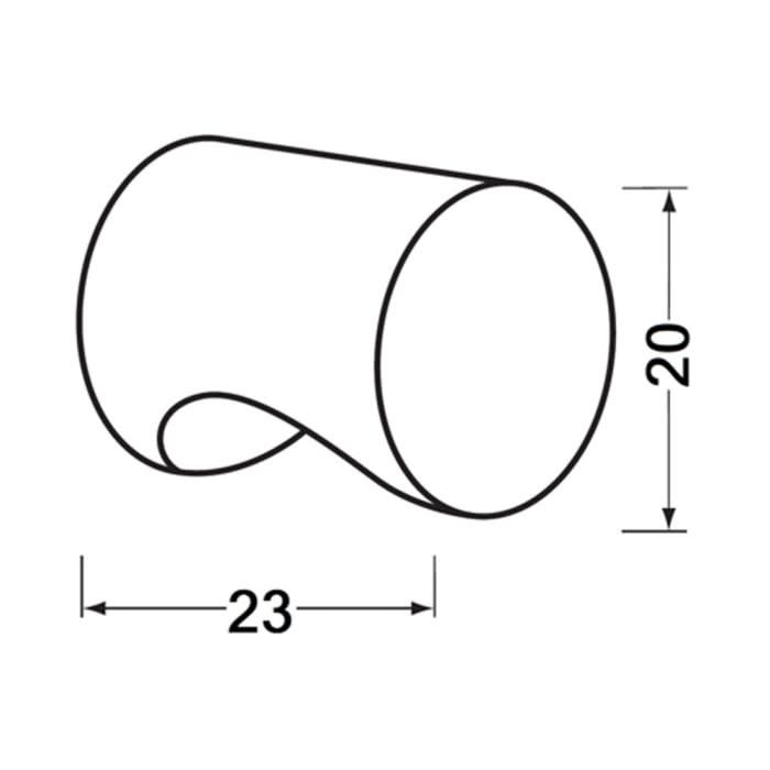 Hermeta cilinderknop zwart 20x23 mm maattekening