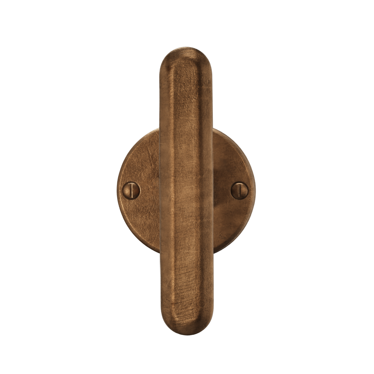 Crafino Terra T+T deurkruk op rond rozet craft cognac detail