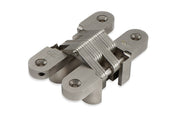 Dulimex DX SOSS onzichtbaar scharnier 208 SS 16x70 mm geborsteld RVS AISI 316, vooraanzicht