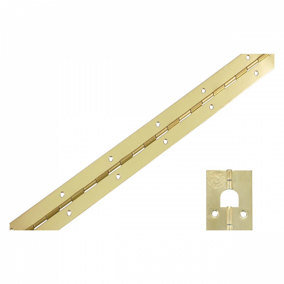Starx pianoscharnier met ophangoog vermessingd 32 x 1250 mm vooraanzicht