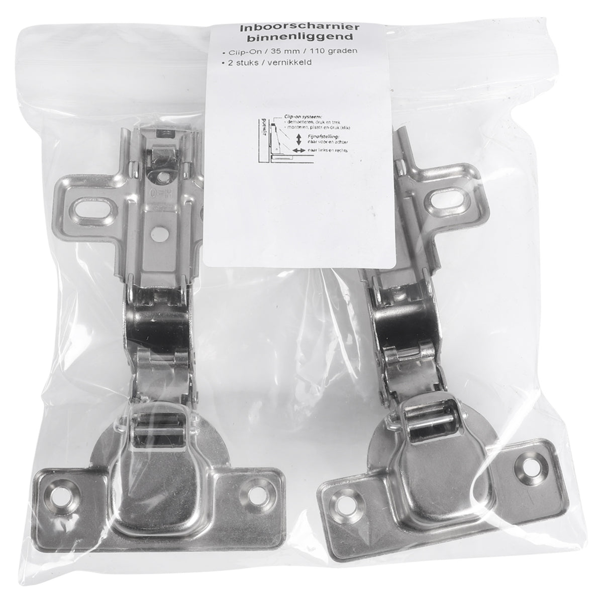 Starx clip-on potscharnier inliggend 110° vernikkeld – detail