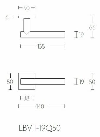 Formani deurkruk BASICS LB7-19 Q50 op ronde rozet in mat zwart – detail