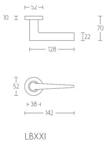 Formani deurkruk BASICS LB21 op ronde rozet in mat goud – detail