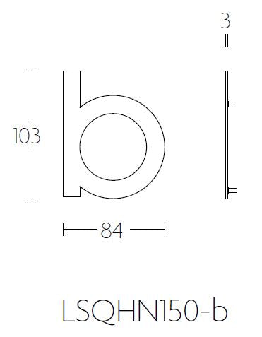 Formani SQUARE huisletter B mat zwart – technische maattekening