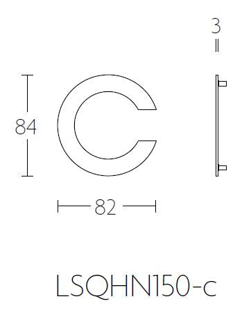 Formani SQUARE huisletter C mat RVS – technische maattekening
