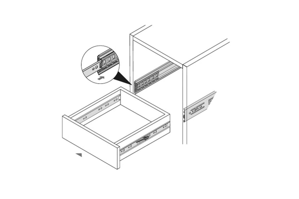 Ladegeleiders push-to-open 40 kg 50 cm (set van 2) – schuin vooraanzicht