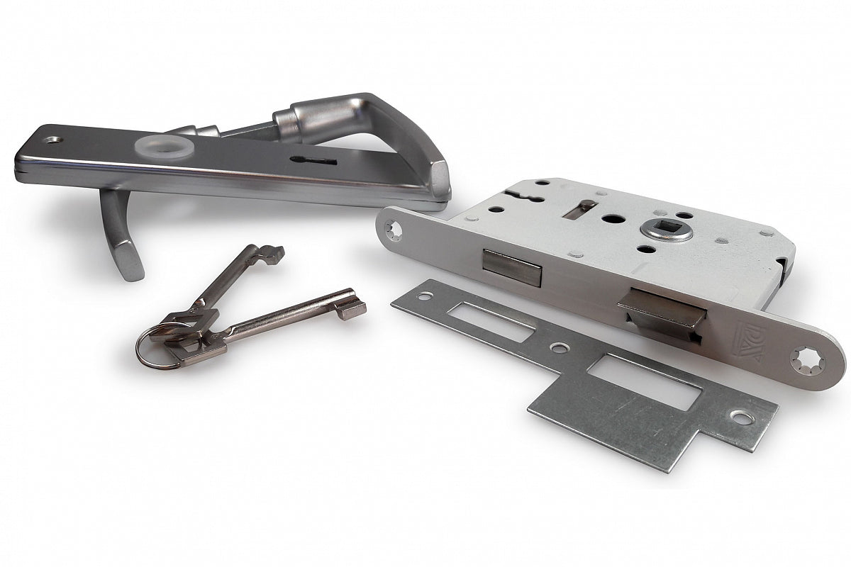 Dulimex set deurgreep met schild en cilinder PC 30/30 F1 aluminium