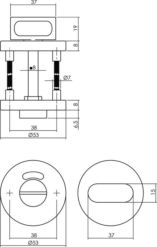 Intersteel deurbeslagset wc-slot rvs compleet met wc-sluiting - productafbeelding
