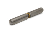 DX aanlaspaumelle 160 x 20 mm blank staal met stalen pen en messing ring, vooraanzicht