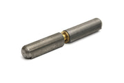 DX aanlaspaumelle 40 x 10 mm blank staal met messing pen en messing ring, vooraanzicht