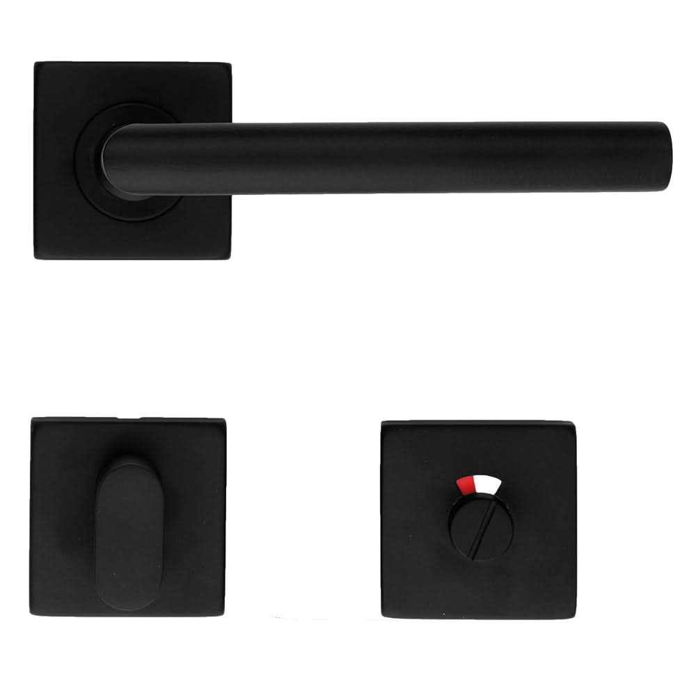 HDD Pro Square I Shape 16mm Zwart deurkruk – gemonteerd op binnendeur