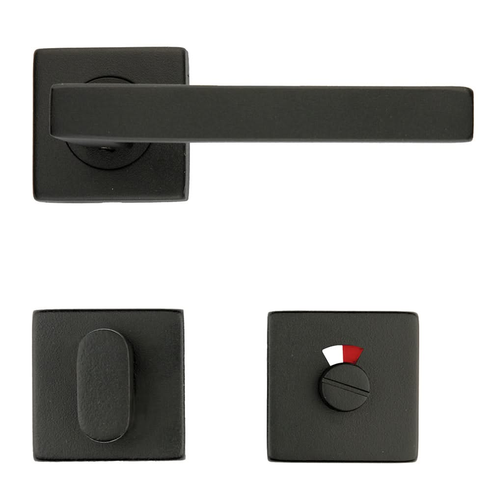 HDD Pro Kubic Shape deurkruk zwart structuur op rozet – gemonteerd