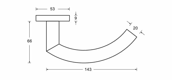 Hafi Private Line deurkruk model 207 rond RVS geborsteld – technische maattekening