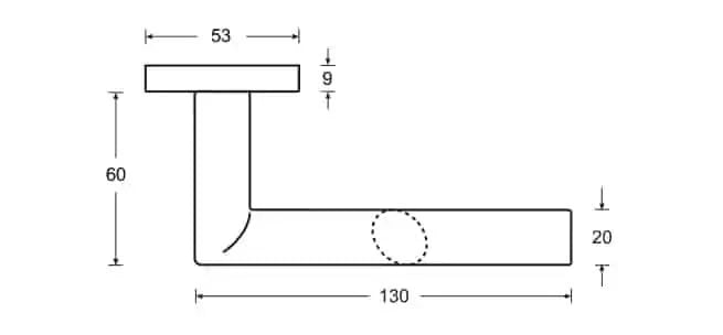 Hafi Private Line deurkruk model 208 rond RVS geborsteld – technische maattekening