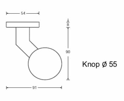 Hafi Private Line deurknop model 286 bolle verkropte knop RVS geborsteld – technische maattekening