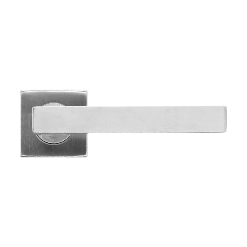 HDD Pro Kubic Shape deurkruk RVS geborsteld op rozet – vooraanzicht