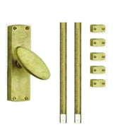 Hardbrass Mariani raamespagnolet 1500mm messing getrommeld vooraanzicht