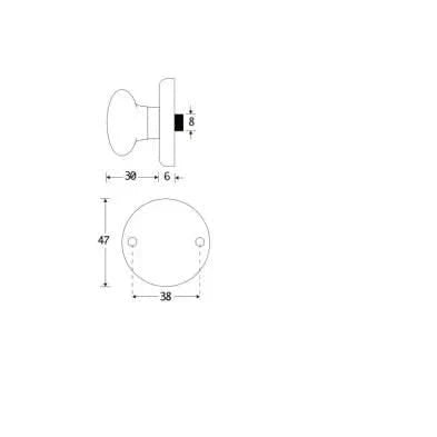 Artitec WC-garnituur Evelyne zwart/messing ongelakt technische maattekening