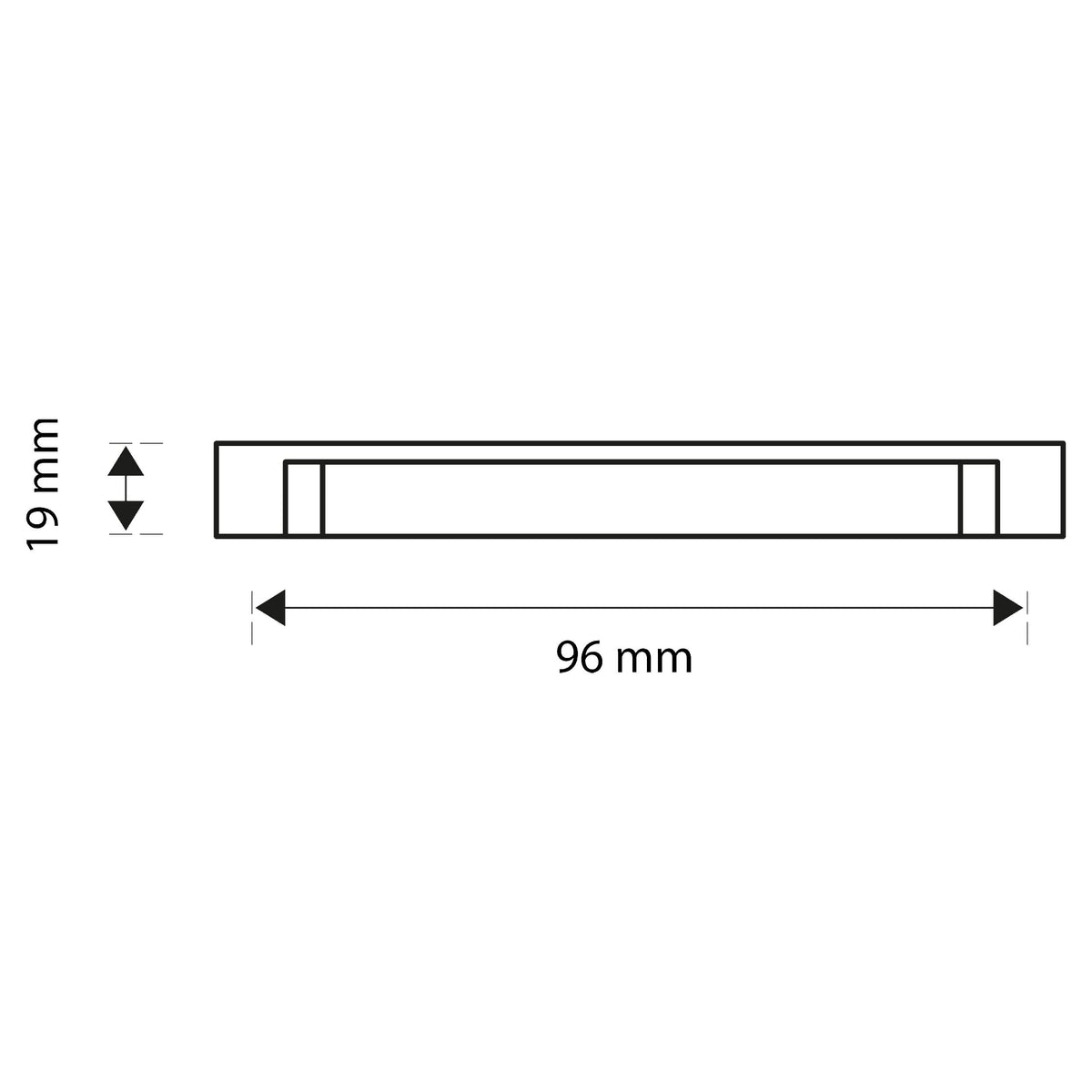 Starx meubelgreep rechthoekig 96 mm aluminium detailfoto 2